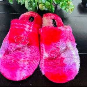 Victoria's Secret Vibrant Pink Fuzzy Slippers